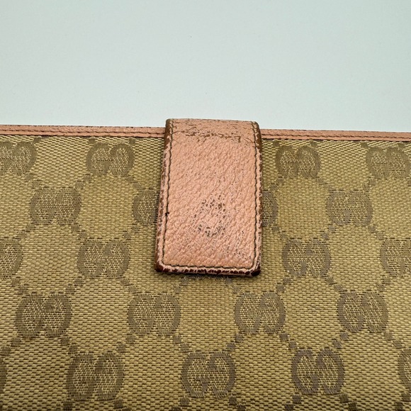 Gucci GG Canvas Pink Leather‎ Bi Fold Wallet Clutch Authentic Pre Owned - Picture 2 of 13